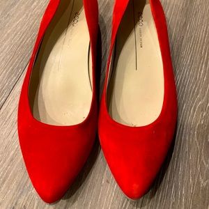 Ecco Danish Design Red Suede Flats Size 37/ 6-6.5
